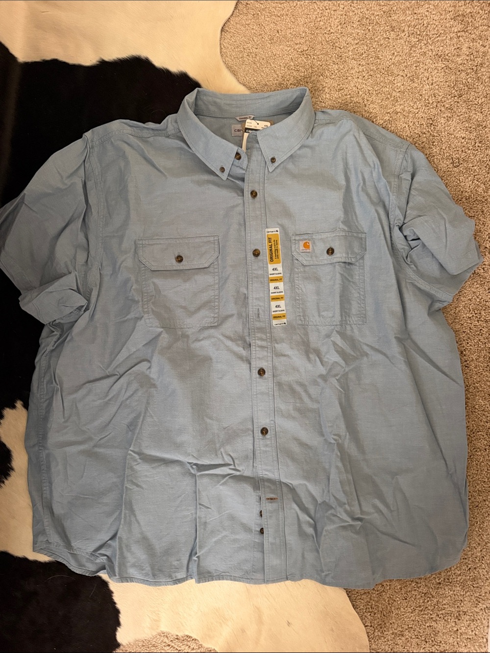 NWT Carhartt Men’s Light Blue Short-Sleeve Button-Down Work Shirt